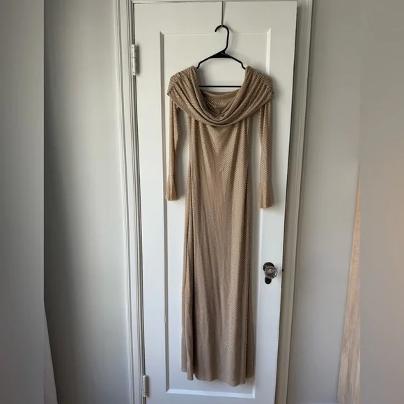 Meshki Marcel Nude Diamanté off the shoulder dress - Picture 6 of 9